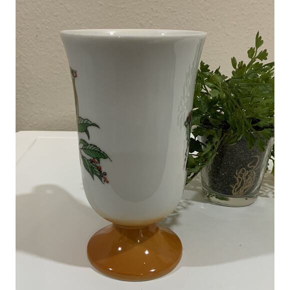 Vtg 1960's Fred Roberts Songbird Orange Pedestal Irish Coffee Tea Mug Cup Japan - Picture 2 of 8